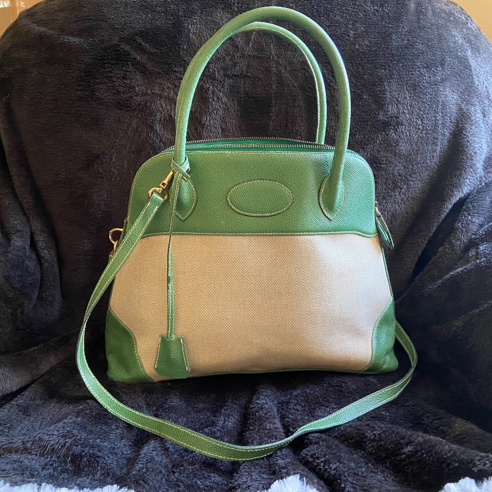 Lorraine of Italy Large Handbag Canvas/Lizard